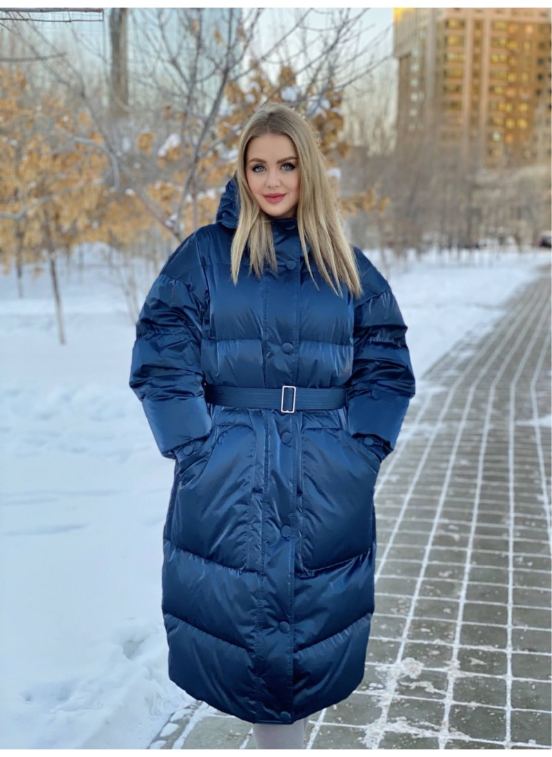 Зимний пуховик Cиний Бархат